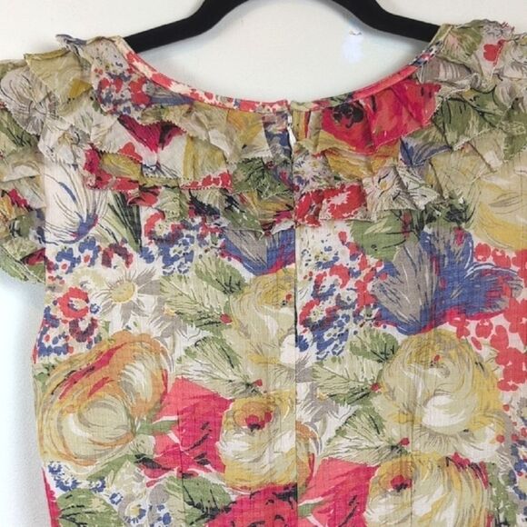 Kay Unger New York Floral Tiered Cap Sleeve Gathered Skirt Dress Retro Feminine - Picture 12 of 13